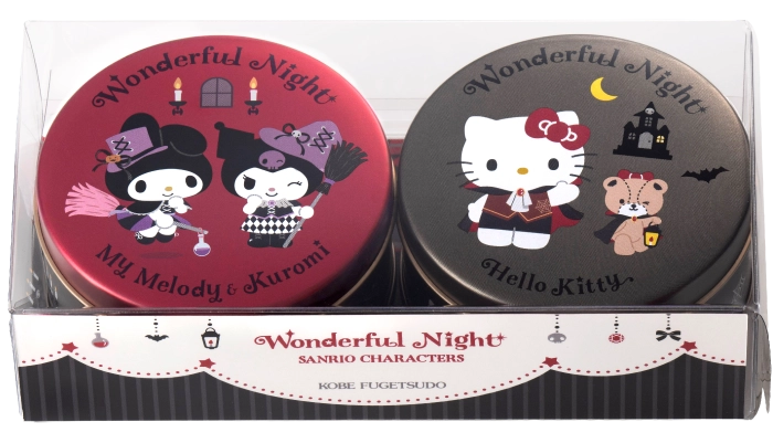 ハローキティとタイニーチャムのハロウィン缶とマイメロディとクロミのハロウィン缶のセット